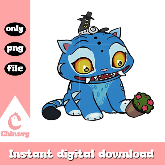 Demon tiger huntrix x flower design png, derpy tiger png, vintage png