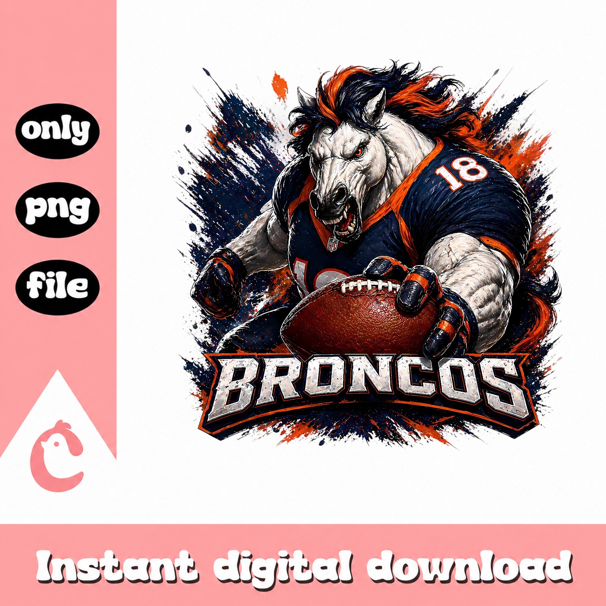 Denver Broncos Football Mascot PNG, NFL Team PNG, Football PNG