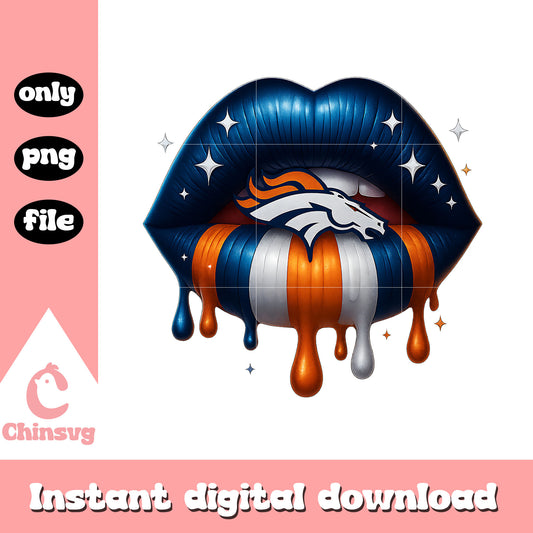 Denver broncos dripping lips png, denver broncos football logo​ png