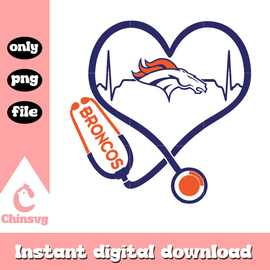 Denver broncos heartbeat logo design svg, denver broncos nfl logo​ svg