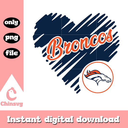 Denver broncos heart shaped football logo svg, denver broncos sticker svg