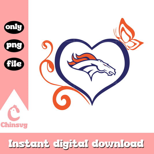 Denver broncos in heart butterfly svg, denver broncos team svg