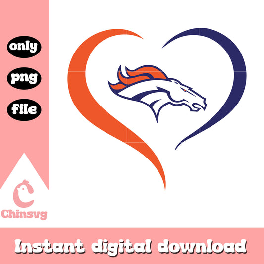 Denver broncos in heart clipart svg, broncos denver team svg
