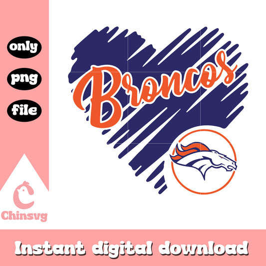 Denver broncos sport heart logo design svg, sports denver broncos svg
