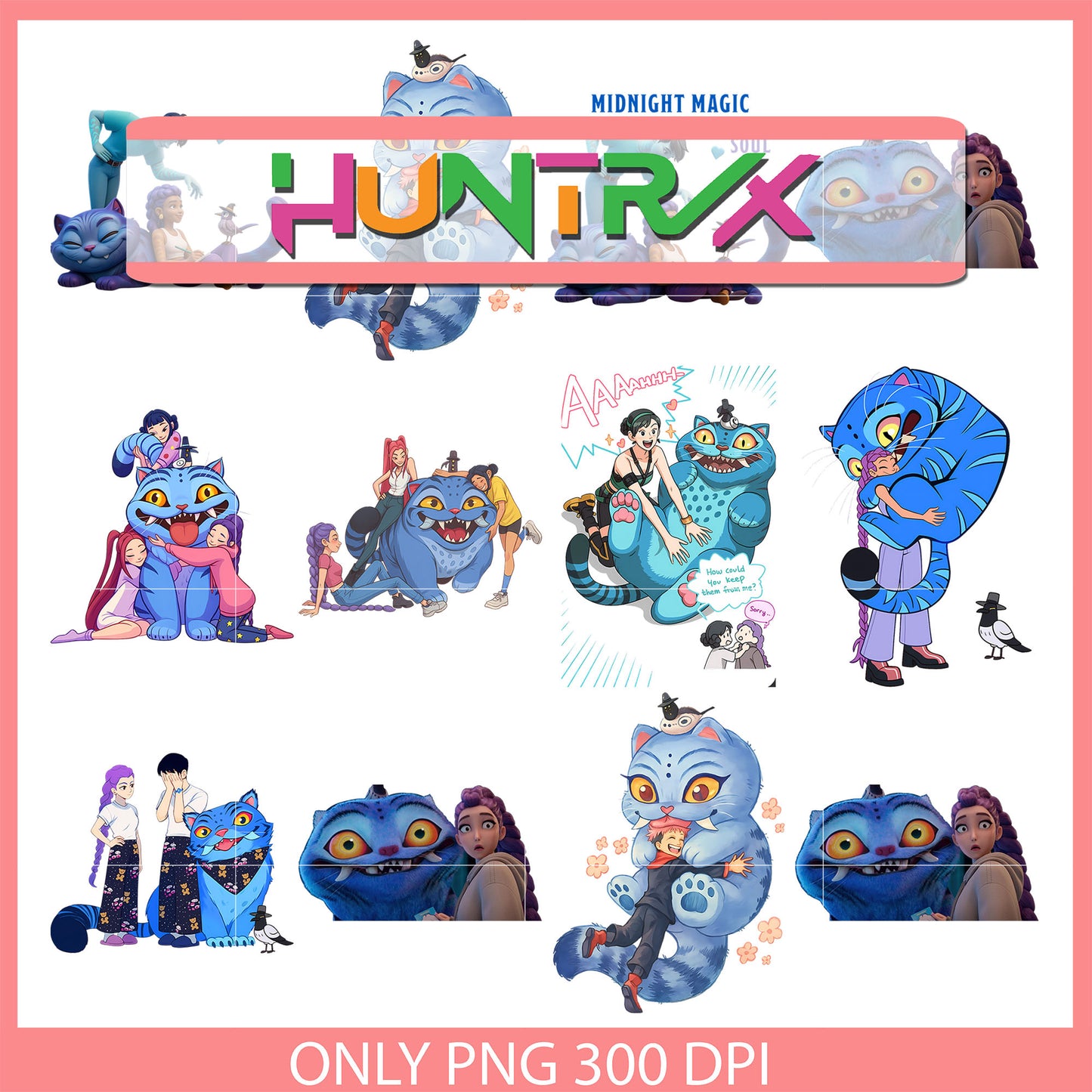 Derpy demon with friends movie design bundle png, derpy tiger png