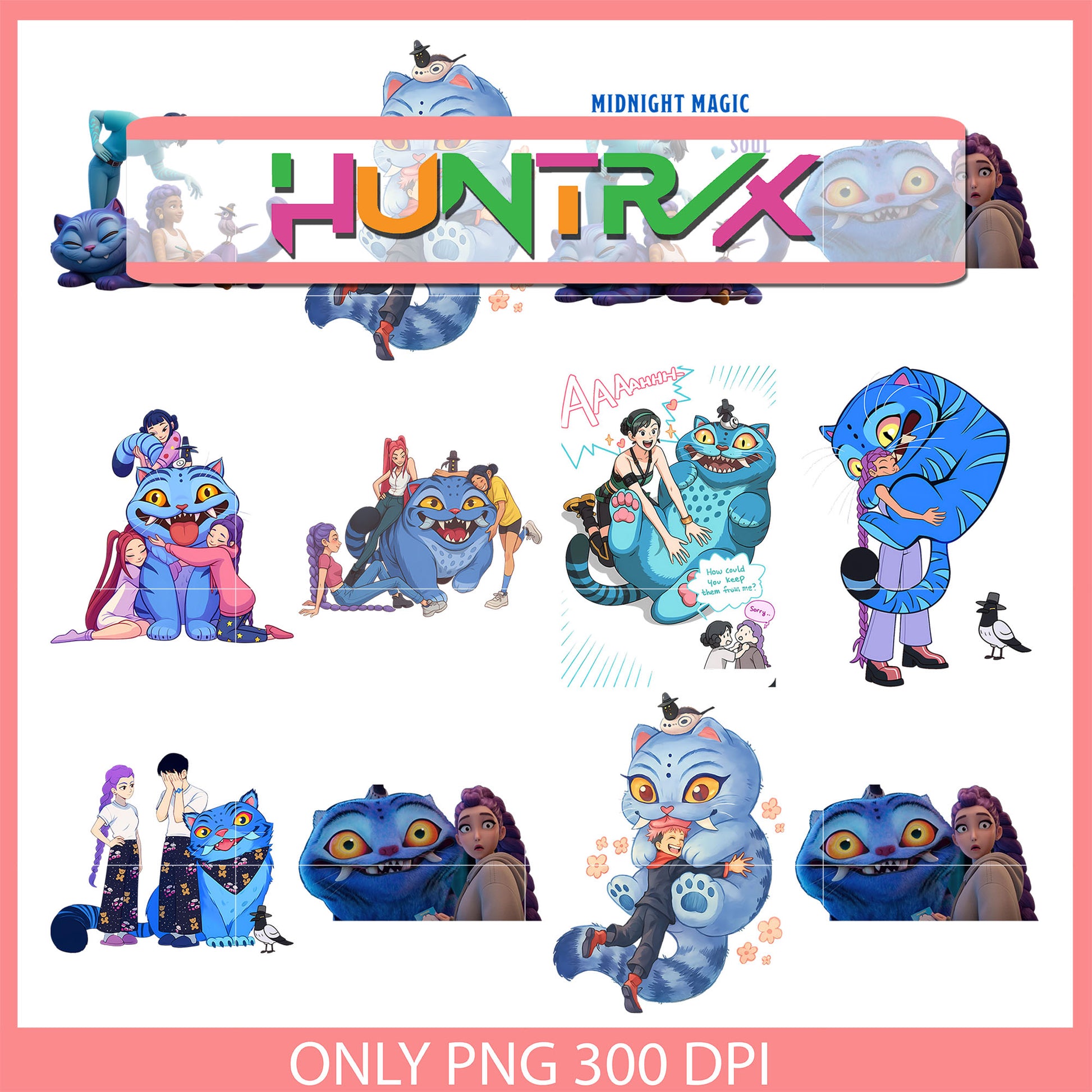 Derpy demon with friends movie design bundle png, derpy tiger png