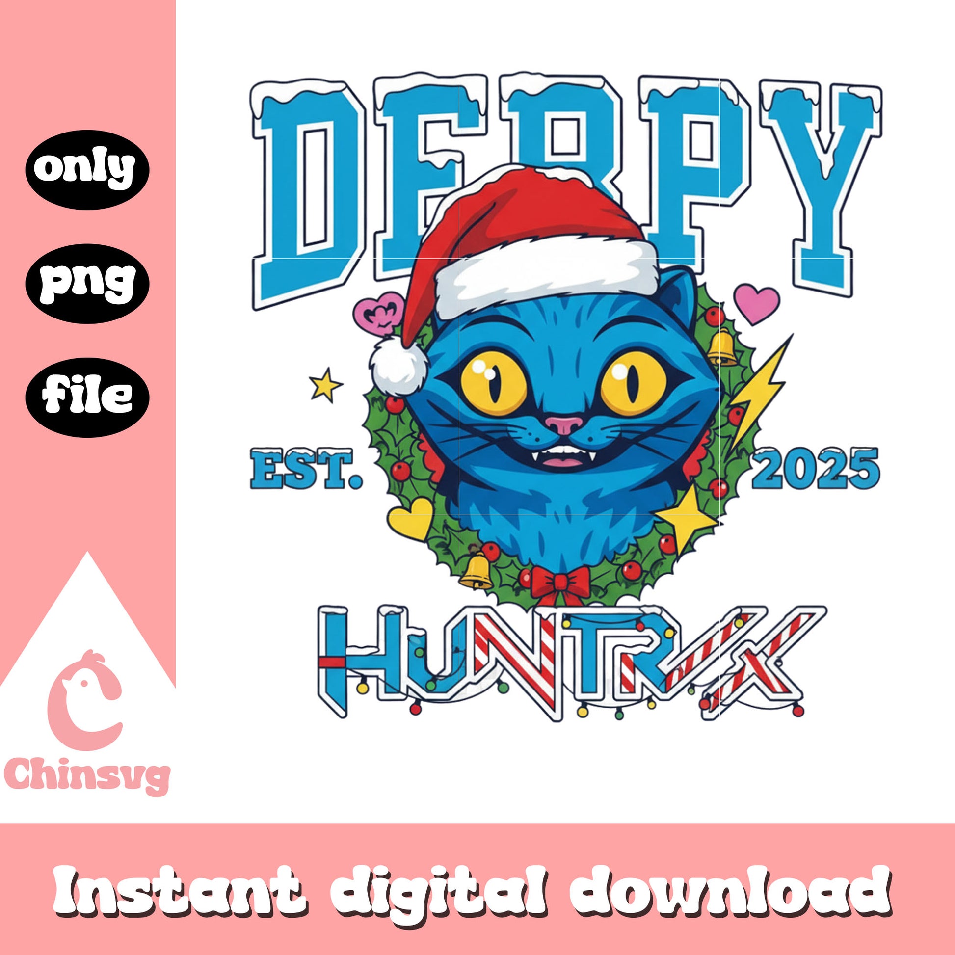 Derpy huntrix christmas hat design png, derpy tiger png