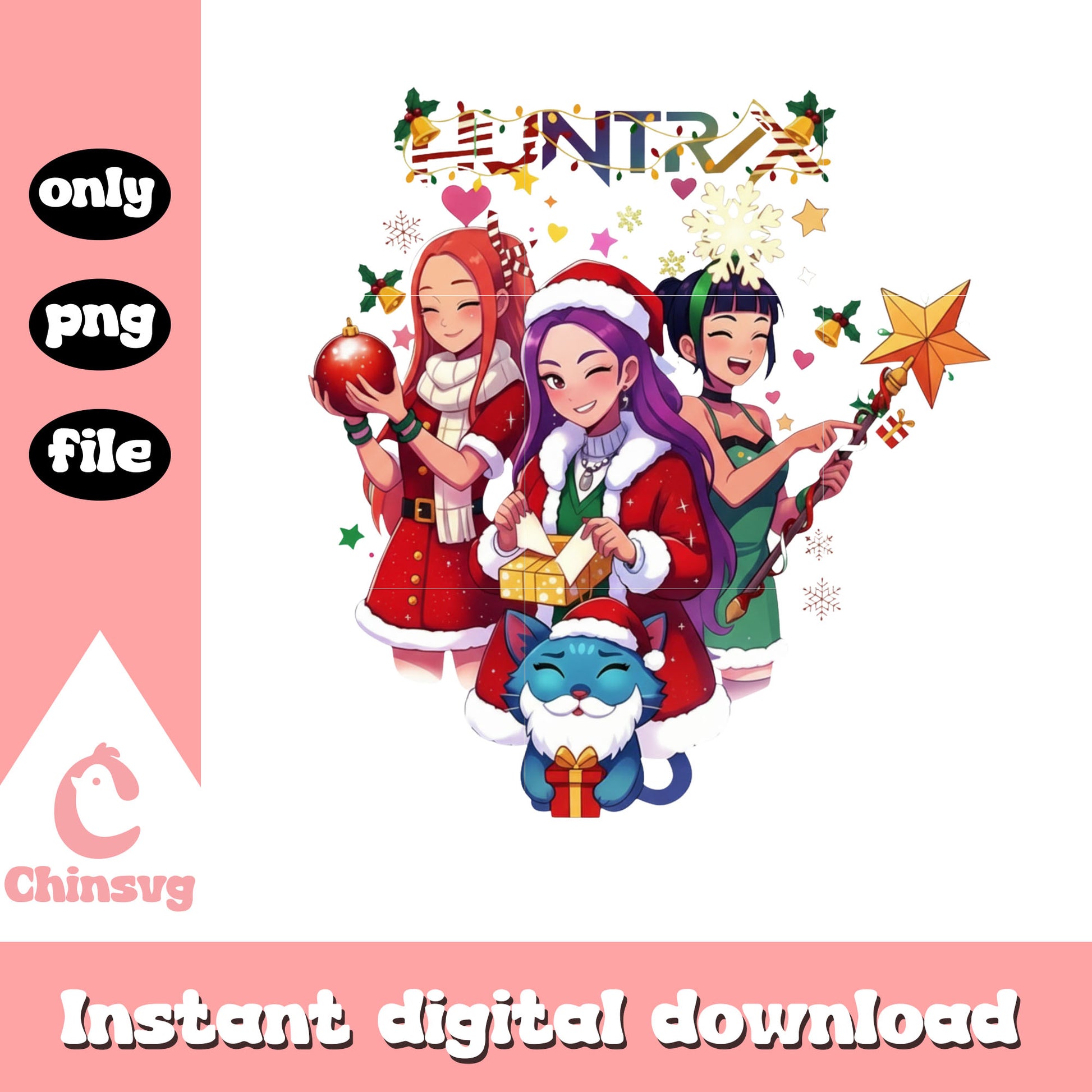 Derpy huntrix group happy christmas png, funny christmas png