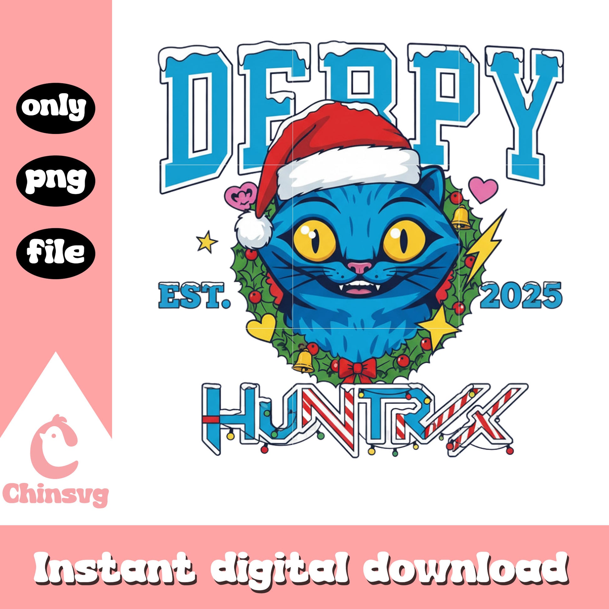 Derpy huntrix merry christmas est 2025 png, christmas hat png