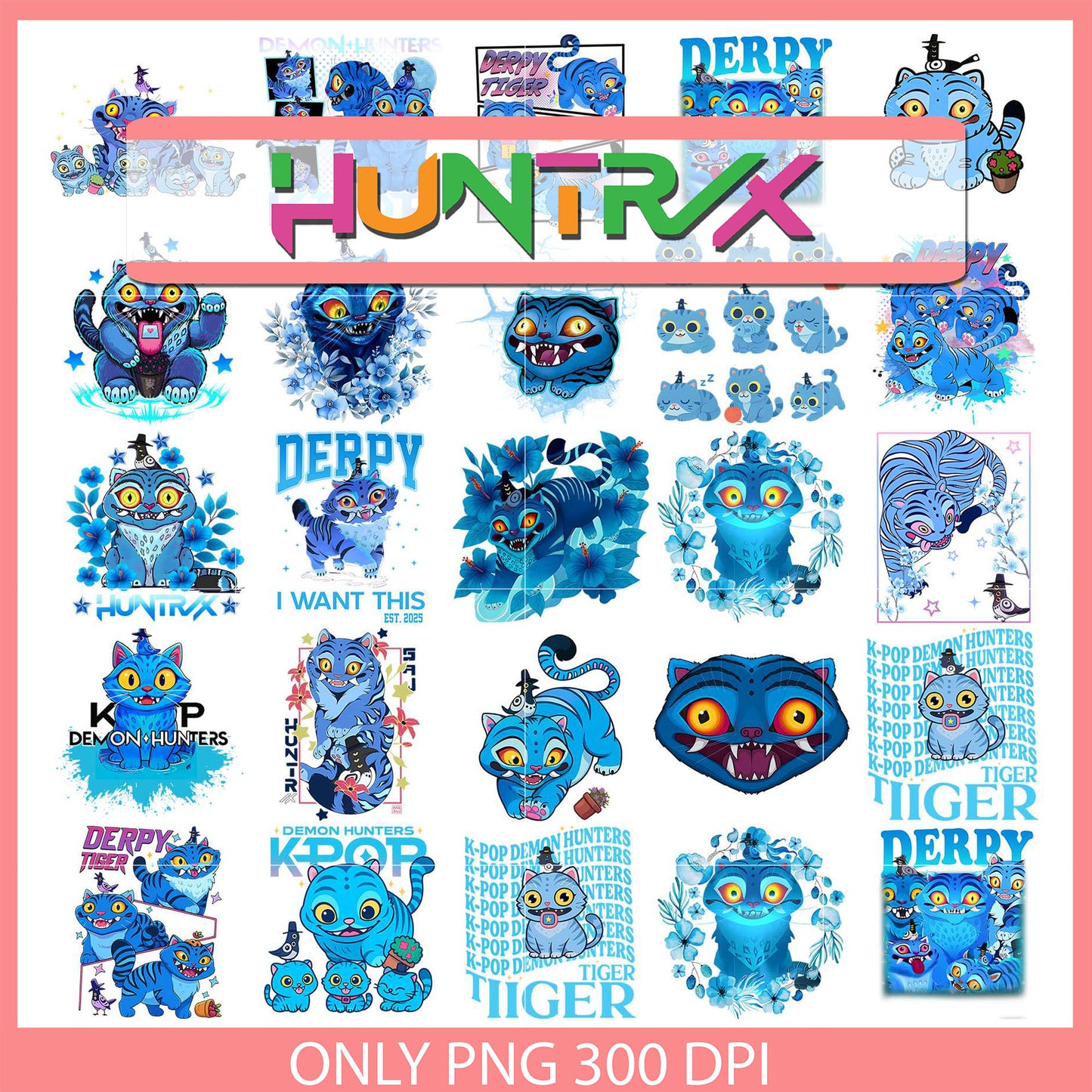 Derpy kpop demon hunters bundle png, derpy tiger png, hunters png
