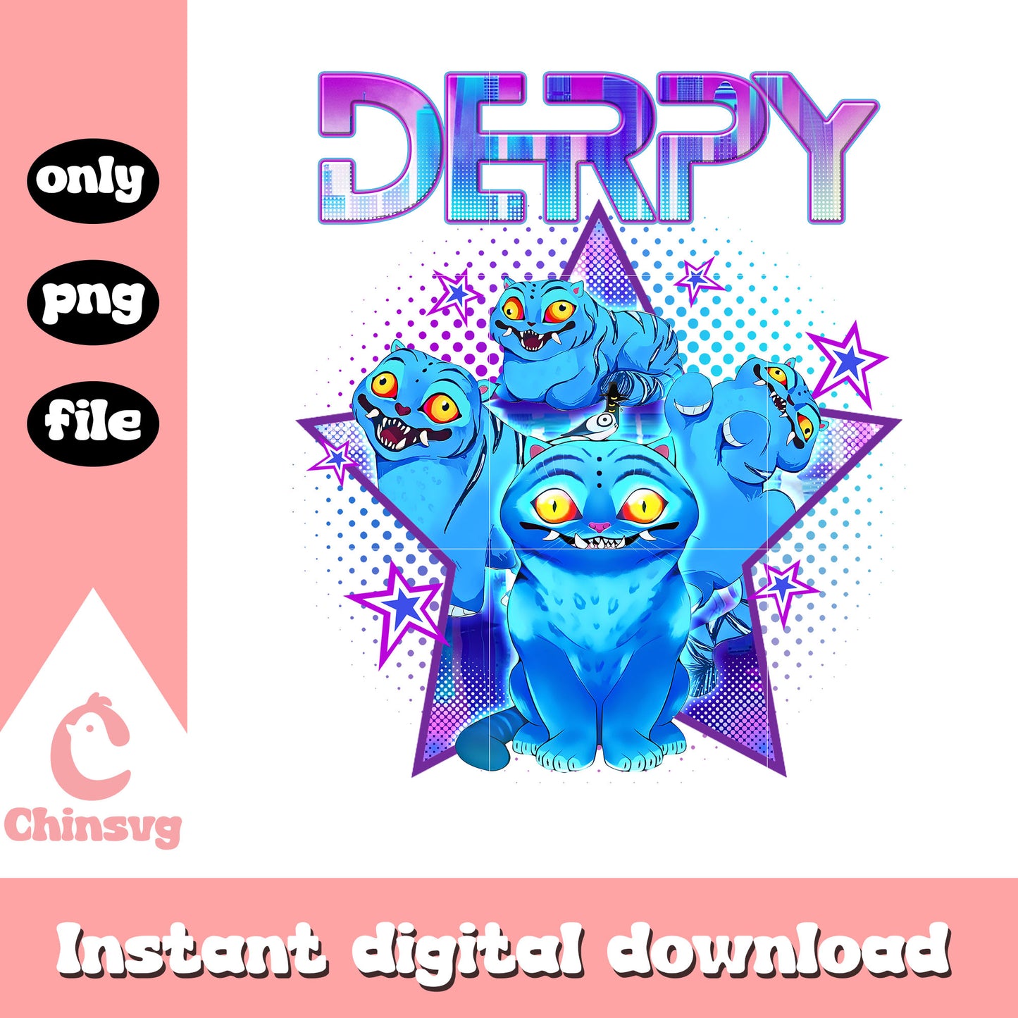 Derpy kpop demon hunters design png, blue tiger png