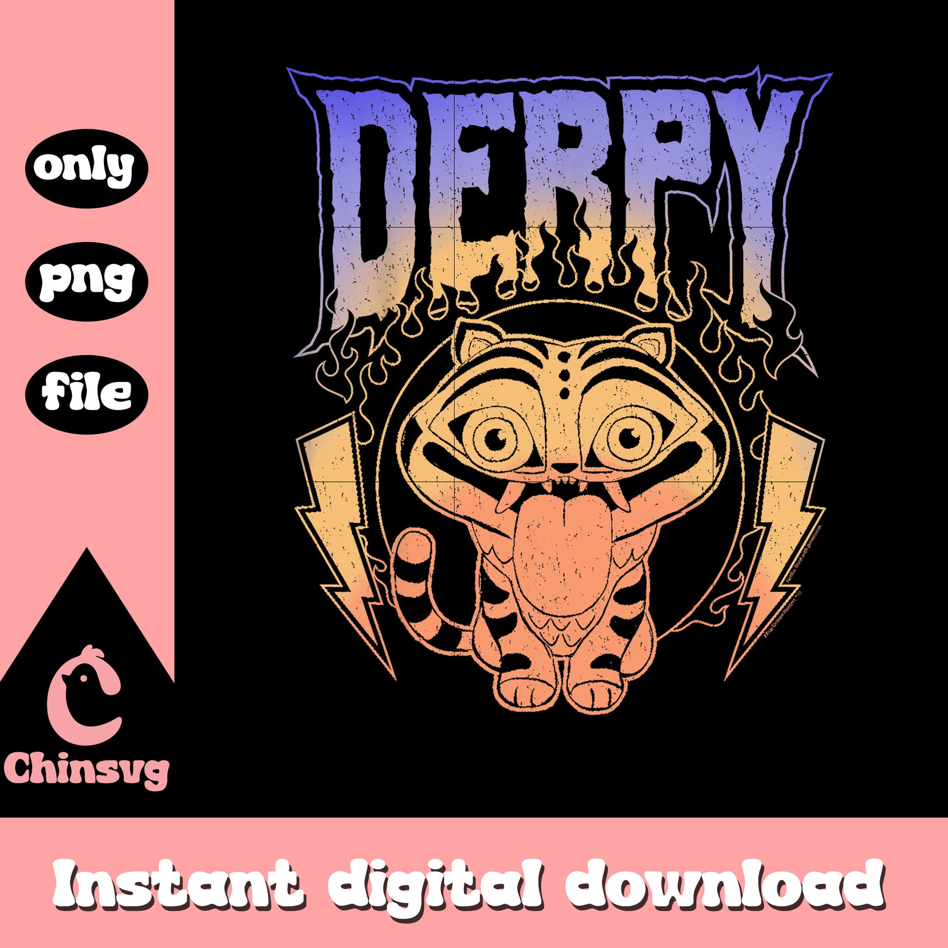 Derpy metal Band style logo design png, kpop demon tiger png