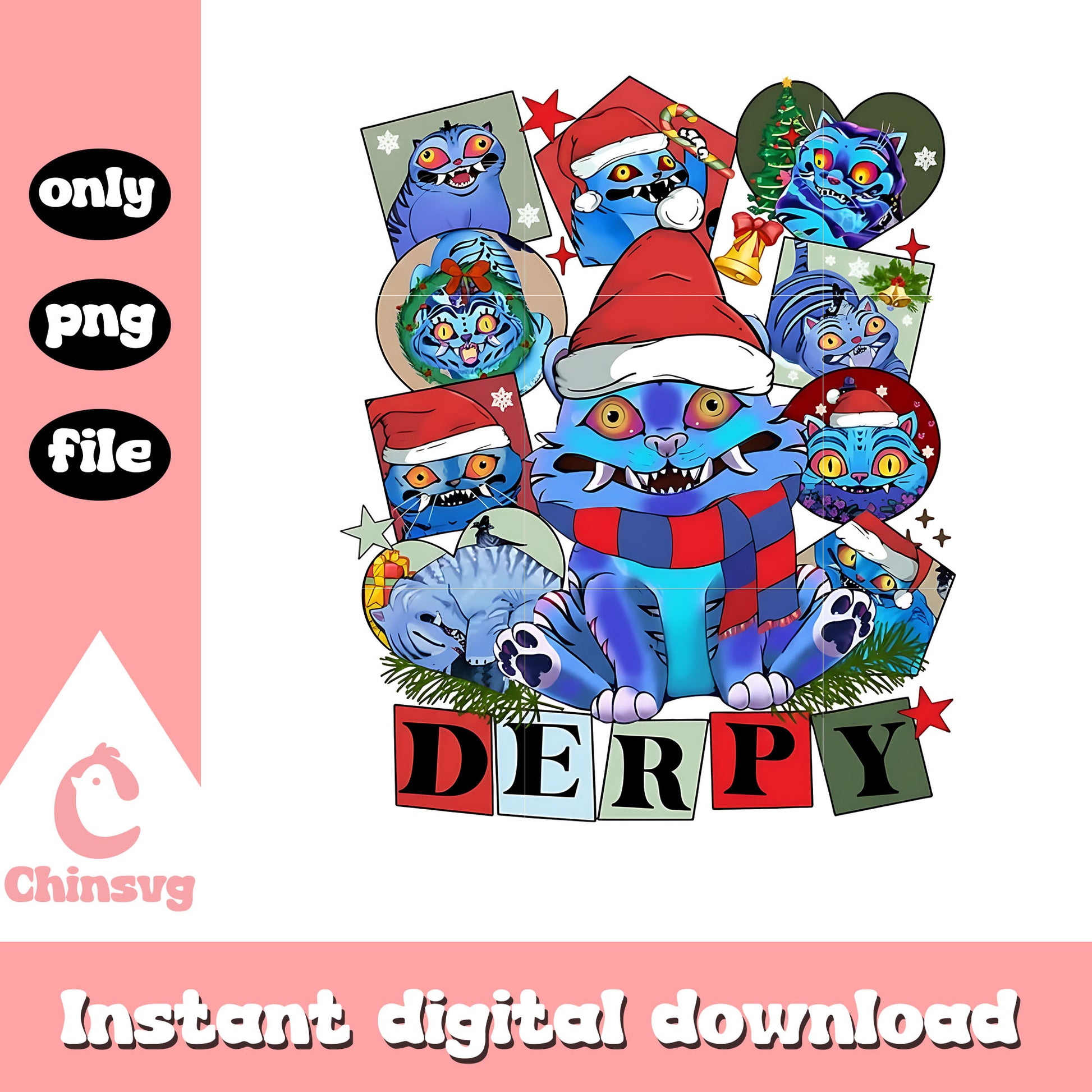 Derpy santa frame christmas png, kpop demon hunters derpy​ png