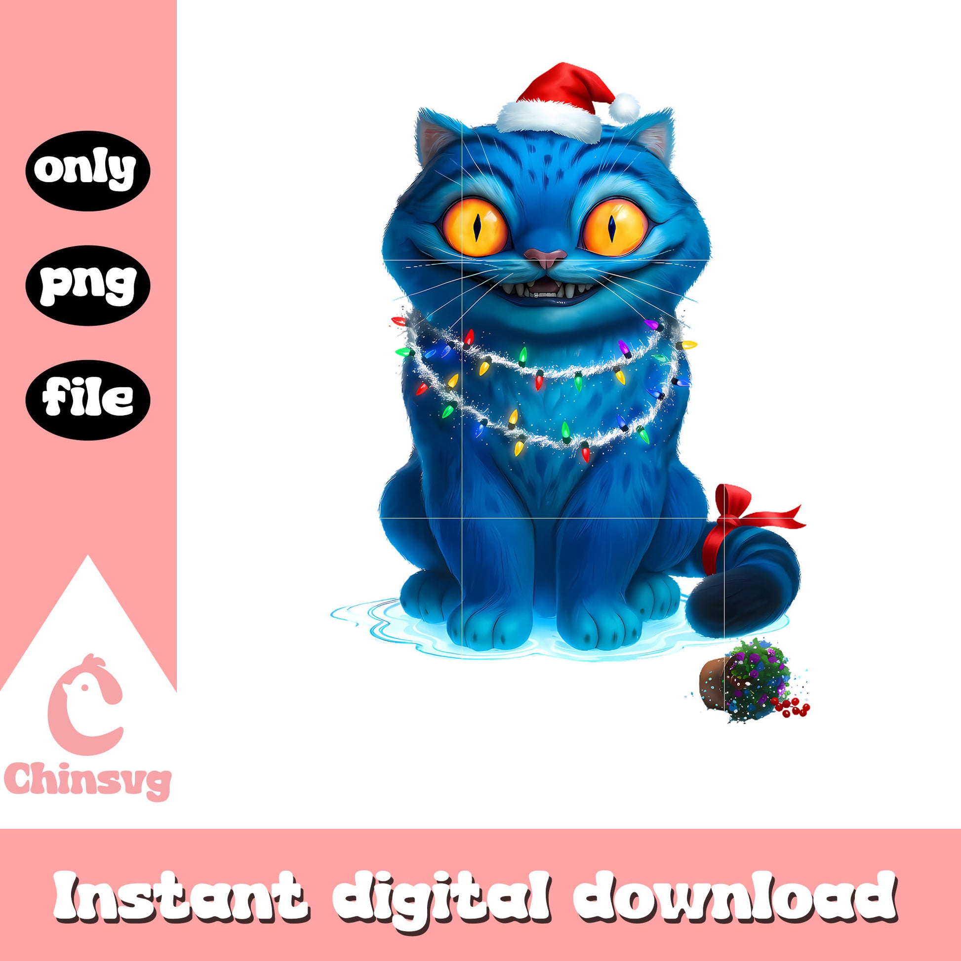 Derpy tiger character santa hat design png, christmas hat png