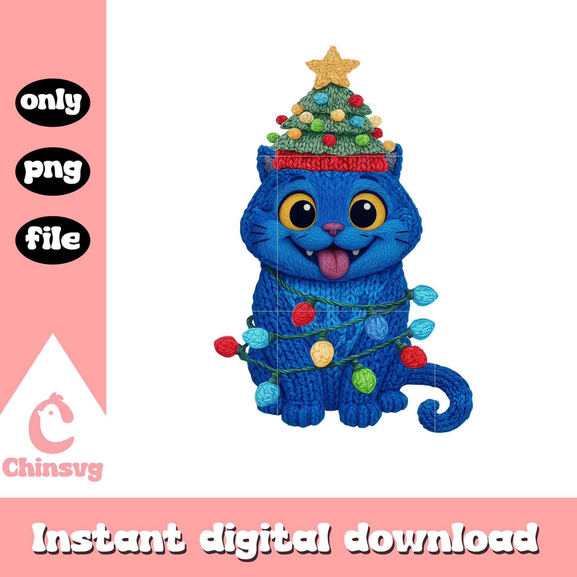 Derpy tiger christmas lights png, christmas decor png