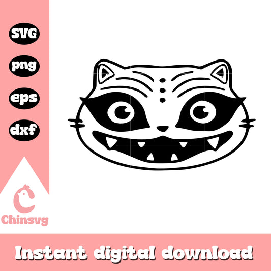 Derpy tiger demon face black design svg, demon kpop hunters svg