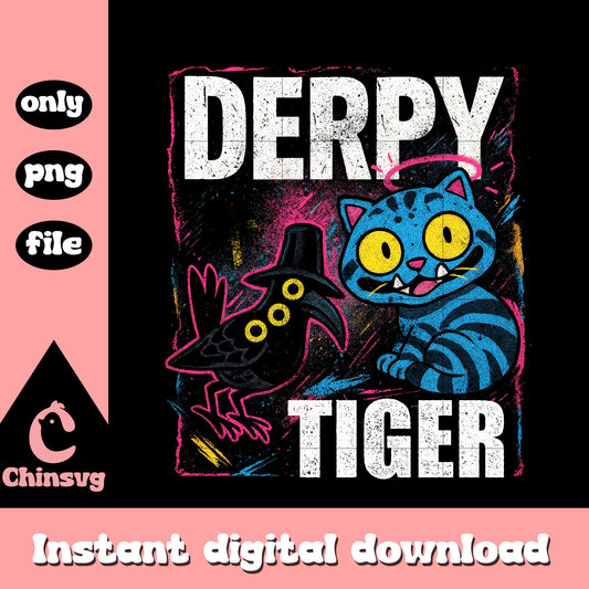 Derpy tiger demon vintage design png, tiger derpy png, huntrix png