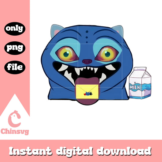 Derpy tiger face and milk design png, demon tiger png, kpop huntrix png