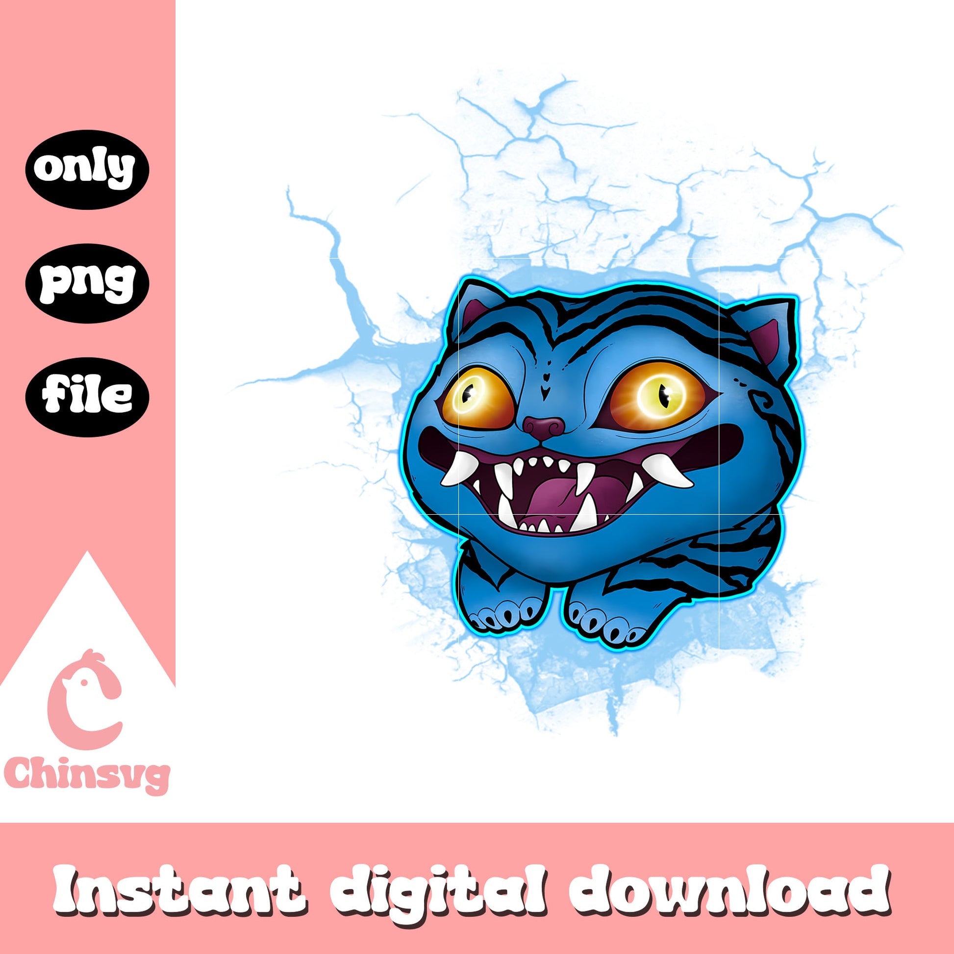 Derpy tiger face crack design png, kpop demon movie png