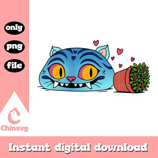 Derpy tiger head and plant png, cute derpy tiger png