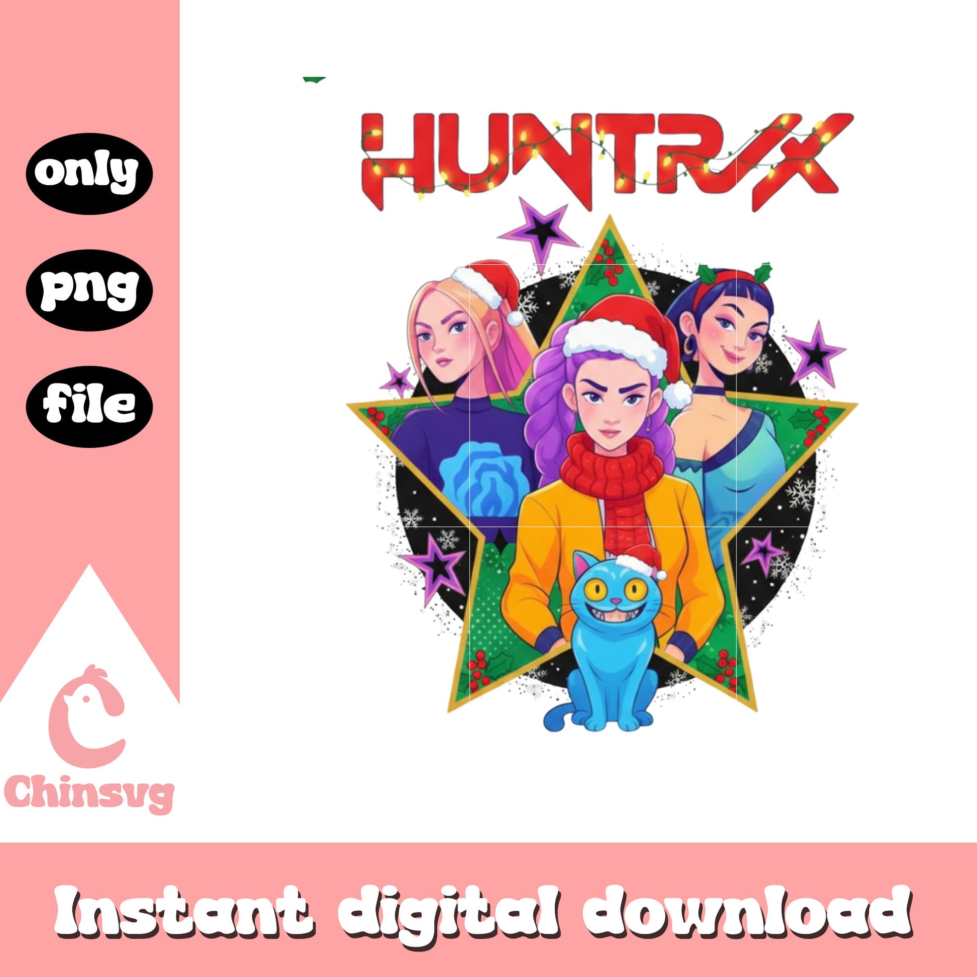 Derpy tiger huntrix christmas star png, huntrix band png