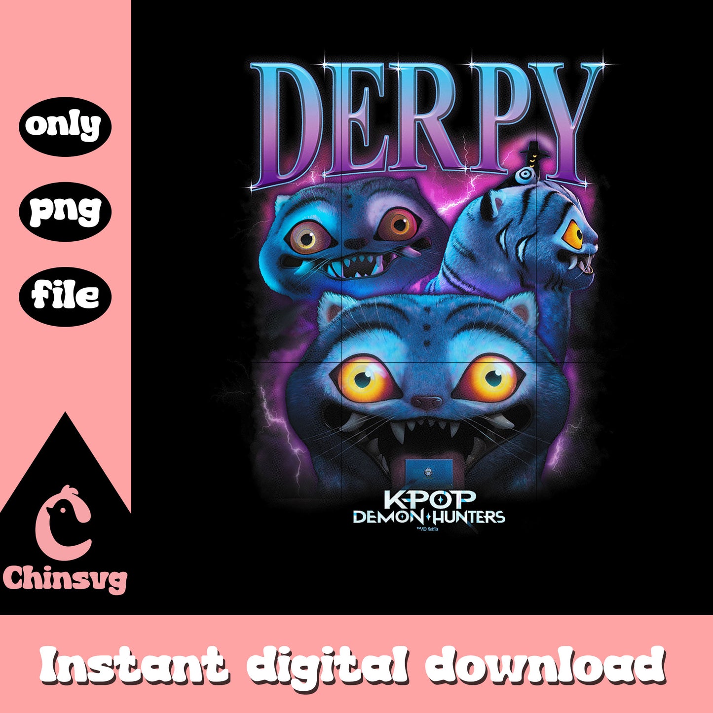 Derpy tiger kpop demon hunters png, cute tiger aimal png