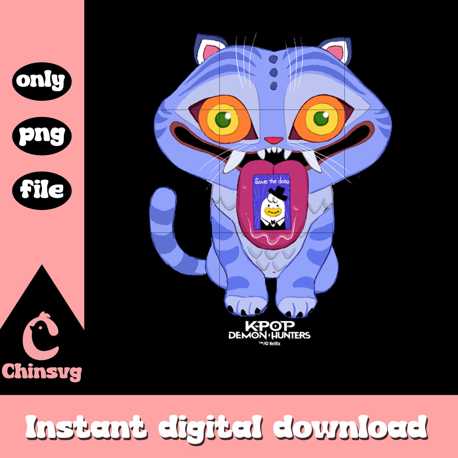 Derpy tiger save the date png, kpop demon hunters tiger png