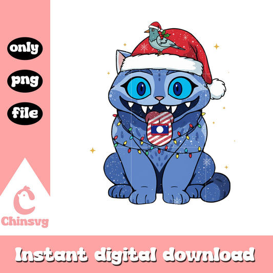Derpy tiger sussie santa hat christmas png, christmas lights png