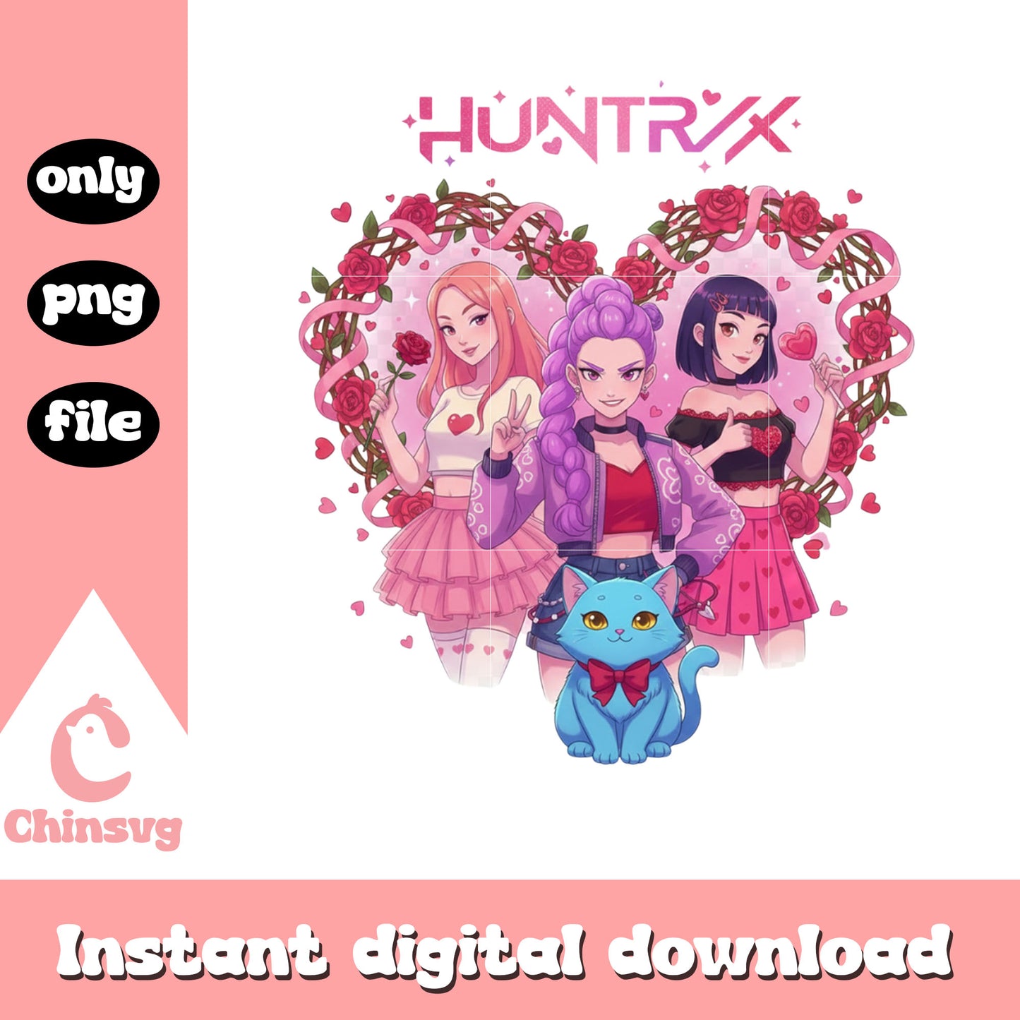 Design anime girls kpop png, kpop valentines cards​​ png