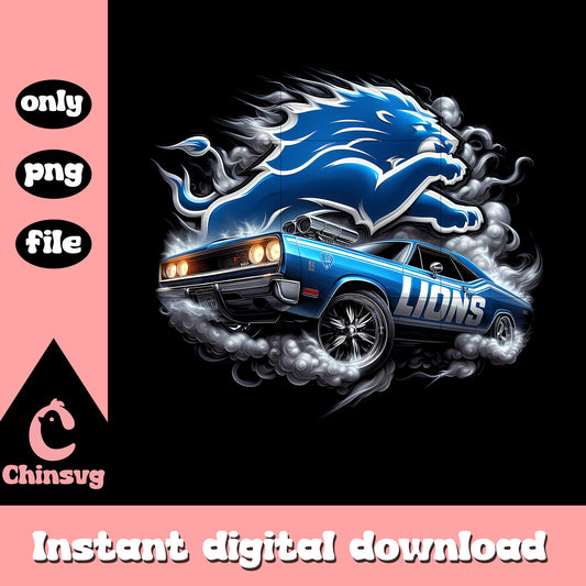 Detroit Lions smoke car design png, nfl football today png