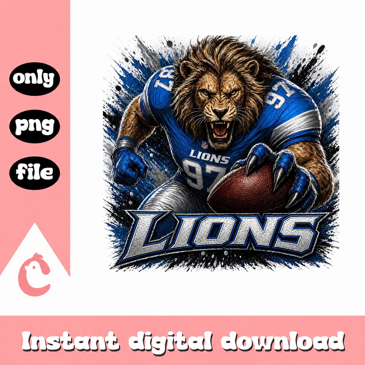 Detroit Lions Football PNG, Lions Mascot PNG, Football Fan PNG