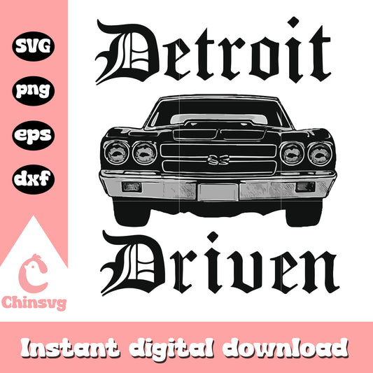 Detroit driven classic muscle car pride svg, driven detroit​ svg