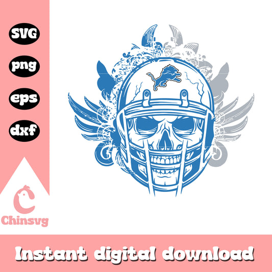 Detroit lions american football skull helmet svg, detroit lions nfl logo svg