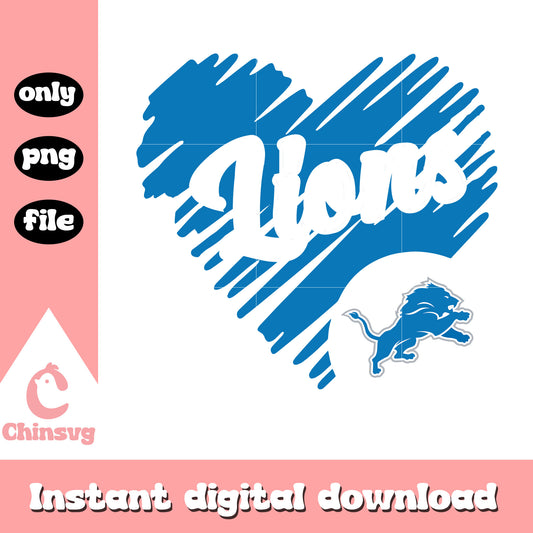 Detroit lions heart shaped football logo svg, detroit lions sticker svg