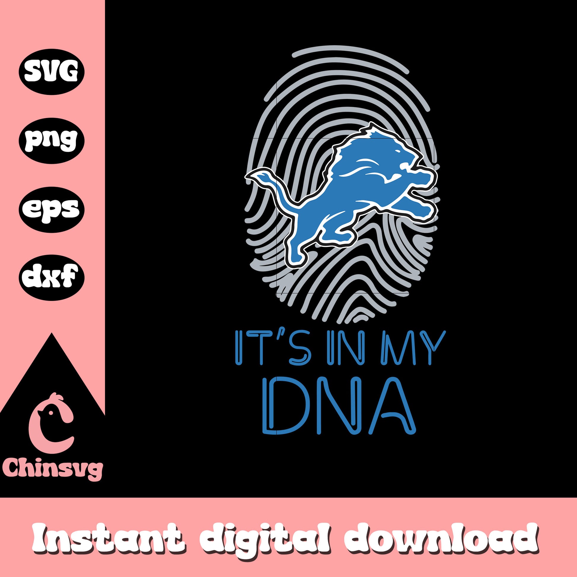 Detroit lions nfl dna fingerfrint svg, pictures of the detroit lions logo svg