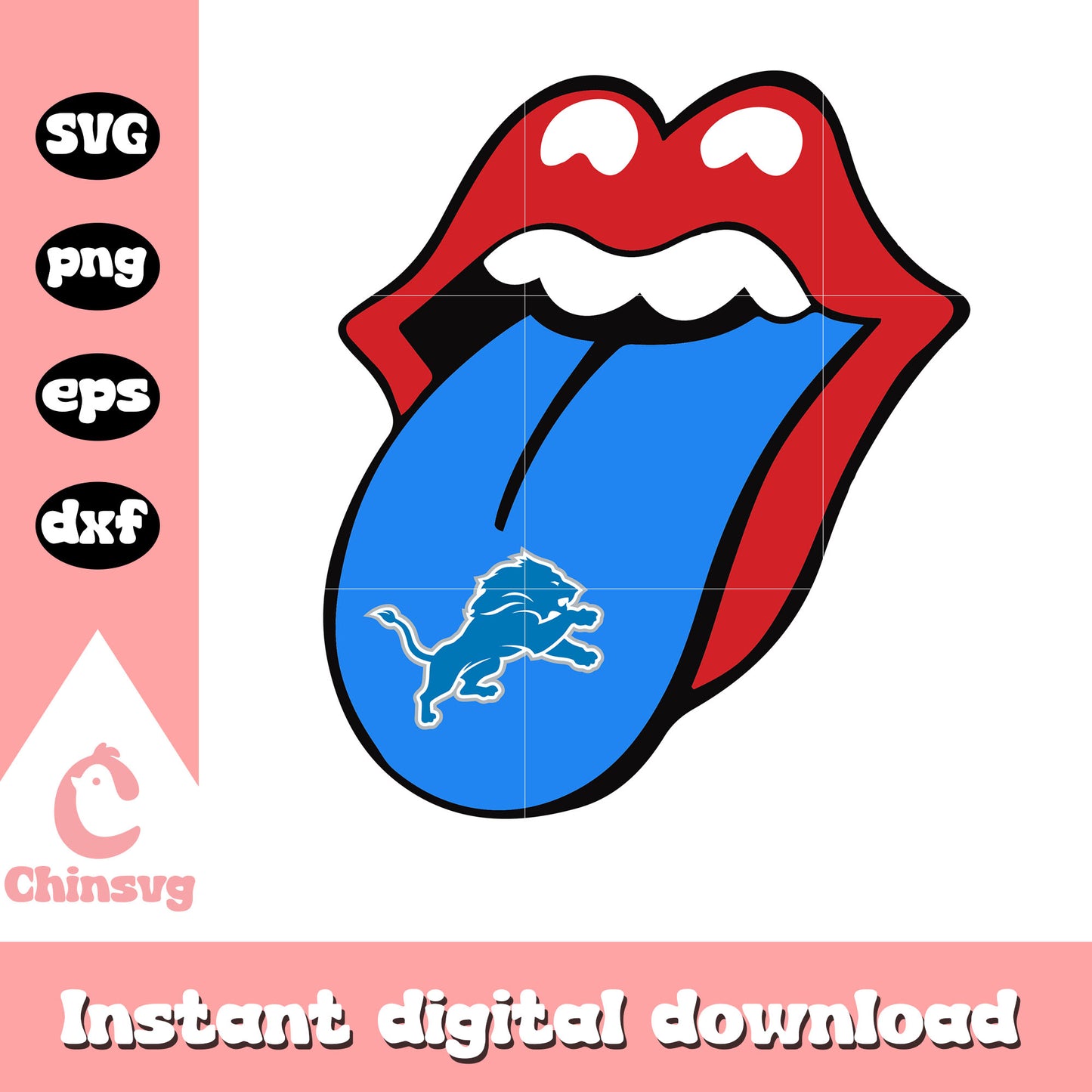 Detroit lions nfl football tongue svg, nfl football detroit lions svg