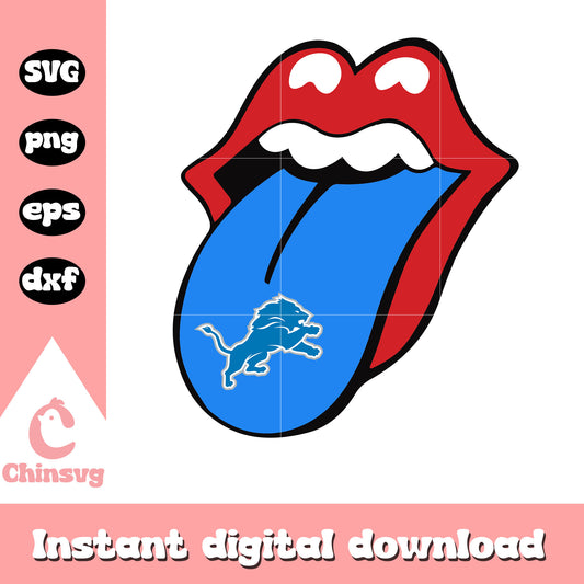 Detroit lions nfl football tongue svg, nfl football detroit lions svg