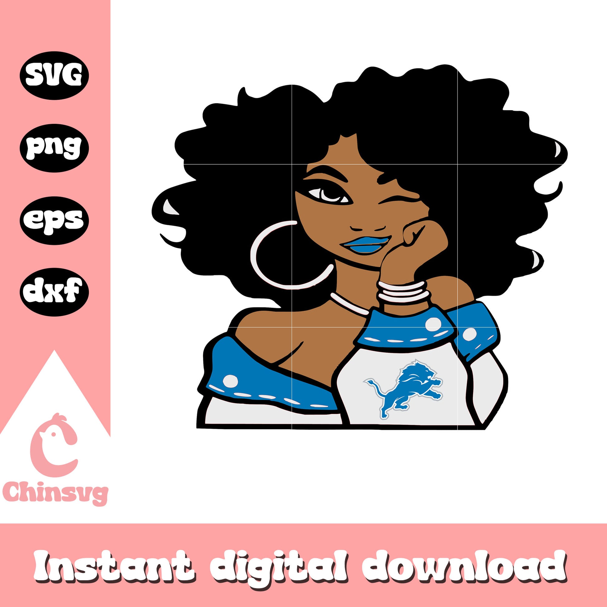 Detroit lions nfl girl design svg, nfl detroit lions logo svg