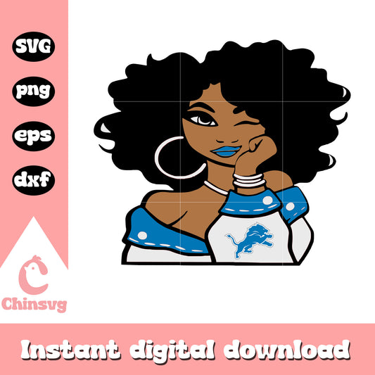 Detroit lions nfl girl design svg, nfl detroit lions logo svg