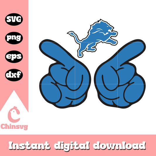 Detroit lions nfl hand symbol svg, football detroit lions svg