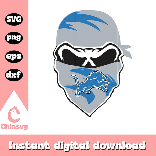 Detroit lions nfl masked skull svg, detroit lions logo old svg