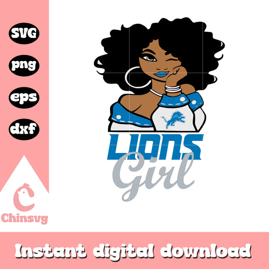Detroit lions nfl team lions girl svg, detroit lions logo pictures svg