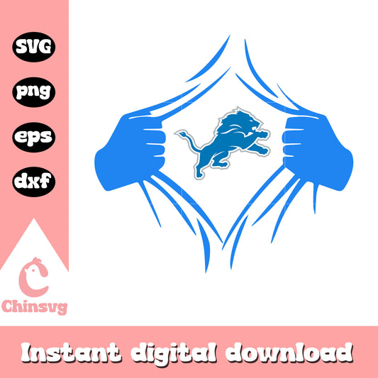 Detroit lions nfl team logo in heart svg, detroit lions logo history svg