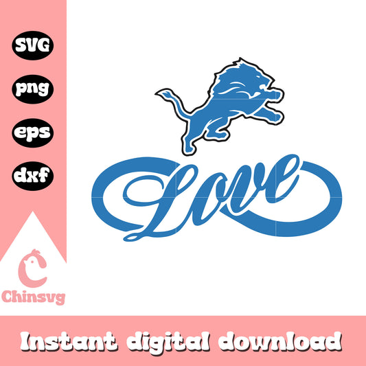Detroit lions nfl team love symbol svg, logo detroit lions svg