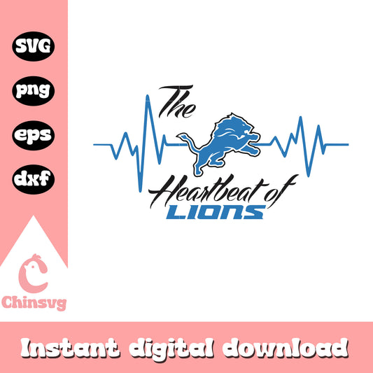 Detroit lions nfl the heartbeat of lions svg, detroit lions football svg