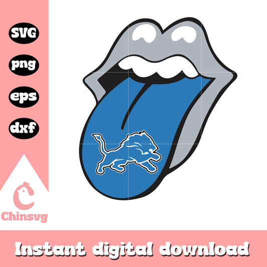 Detroit lions nfl tongue logo design svg, nfl detroit lions team svg