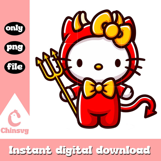 Devil x hello kitty png, horror movies png, halloween costume png