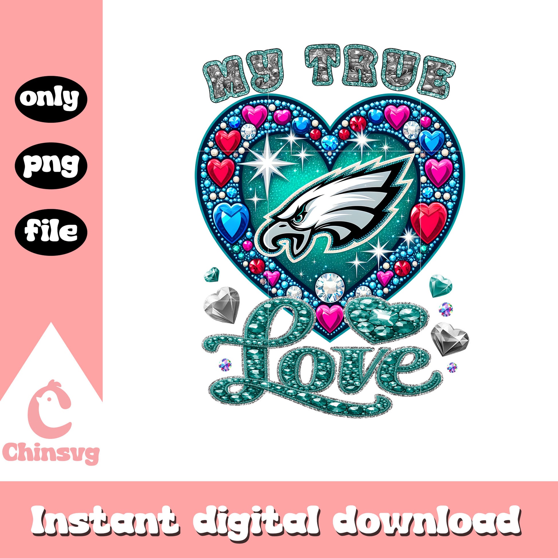 Diamond love philadelphia eagles png, eagles football png