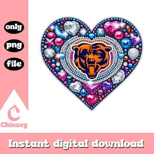 Diamon heart chicago bears design png, chicago sports bears​ png