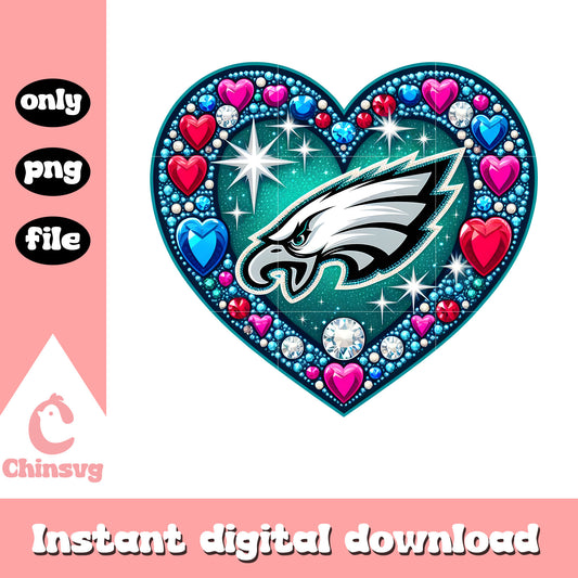 Diamon heart eagles design png, nfl philadelphia eagles​ png